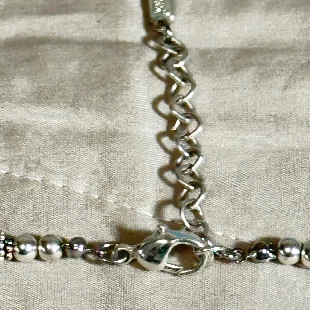 Napier Silver Tone Purple Agate Clear Crystal & Beaded Necklace Vintage - Picture 11 of 12